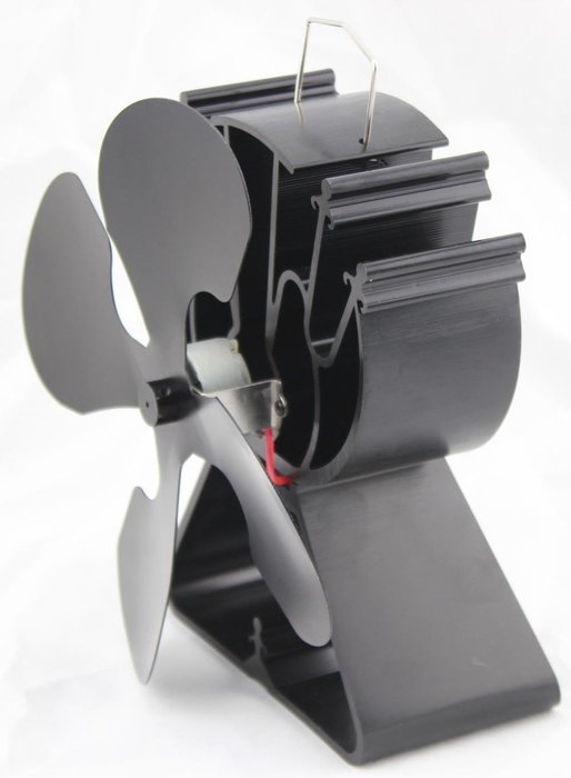 Heat Powered 4 Blade Stove Fan From Boone Hearth for Wood Stoves. FREE Stove Thermometer Included. N4