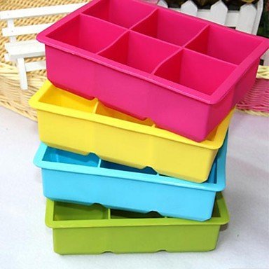 Y&XL&H 6-Cavity Large Silicone Drink Ice Cube Pudding Jelly Soap Mold Mould Tray Tools(Random Color)