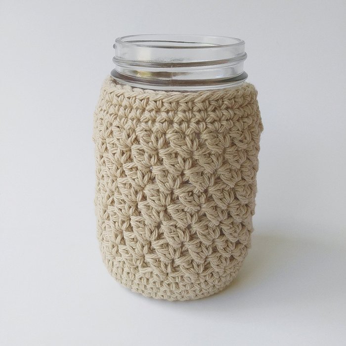 Beige Mason Jar Cozy Cotton