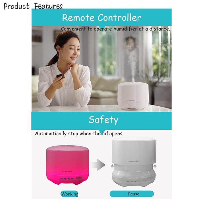 Atocare EP UH-101 Ultrasonic LED Humidifier Self Sterilization Mood Light 1.4L N6