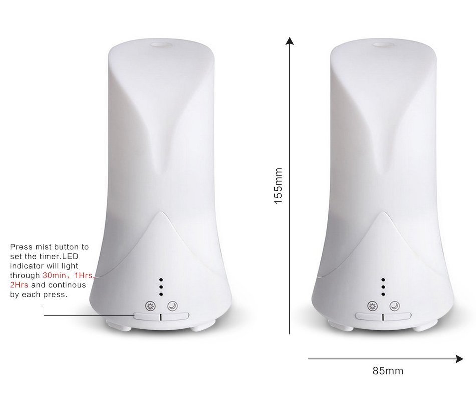 YoCoo 50ml USB Ultrasonic Essential Oil Aroma Diffuser with Time Setting, Cool Air Humidifier, Warm White LED... N6