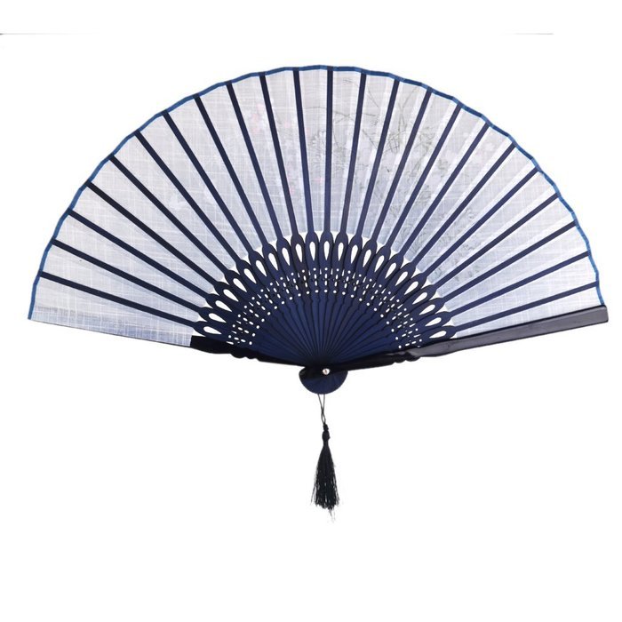 Hollow Rib Flower Hand Fan Folding Fan Pocket Fan (Blue) N38