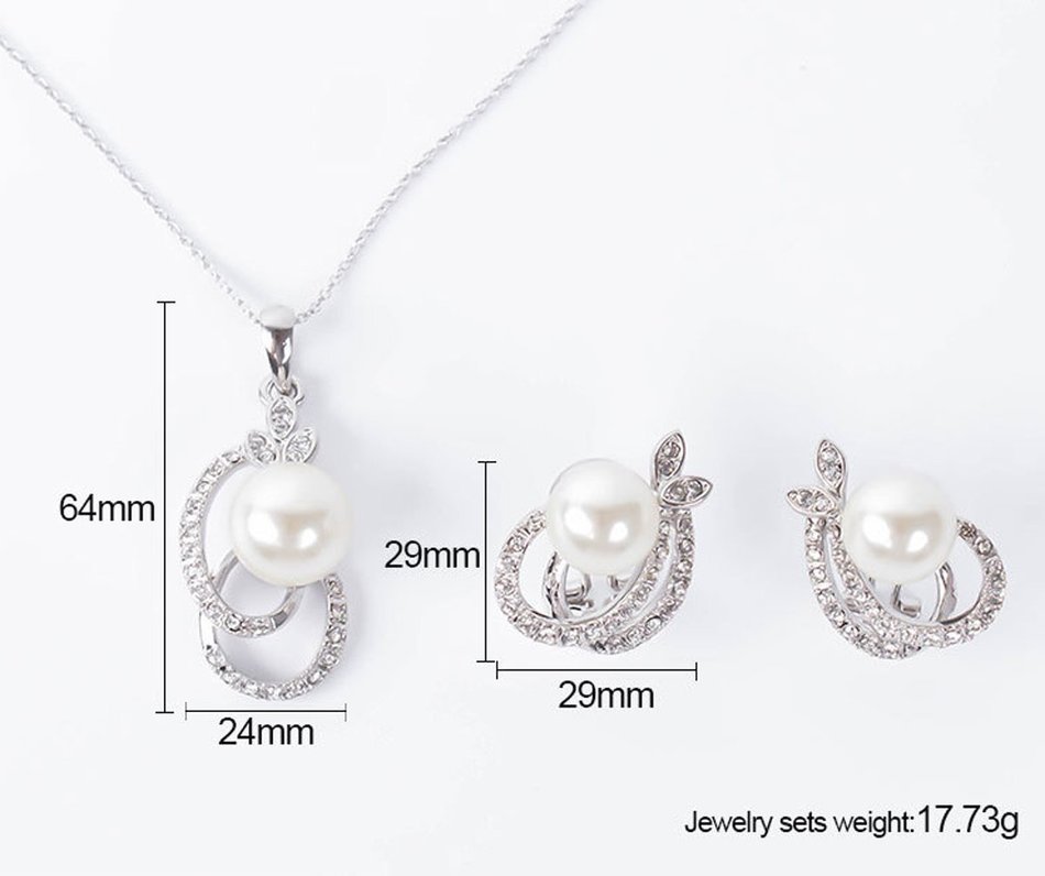 Morenitor(TM) Jewelry Set Gold Plated Pearl Pendant Necklace Dangle Earring Stud Set. N10