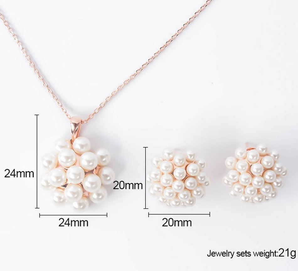 Morenitor(TM) Jewelry Set Gold Plated Pearl Pendant Necklace Dangle Earring Stud Set. N13