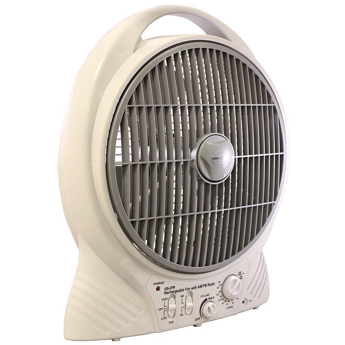 12-Inch Contemporary Style, Portable Fan with AM/FM Radio and MP3 Input, Grey N2