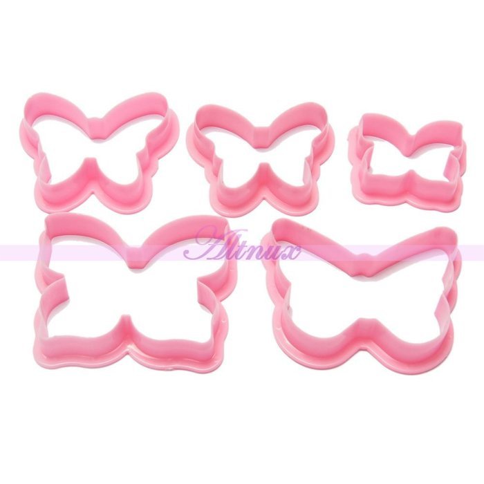Generic 5Pcs/Set Butterfly Shape Sugarcraft Cutter Plunger Fondant Cake Paste Decorating Mould