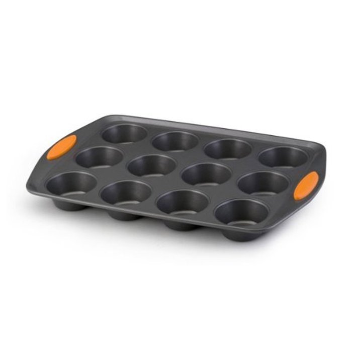 Generic Bakeware Oven Lovin' Muffin and Cupcake Pan 12-Cup Nonstick Gray with Orange