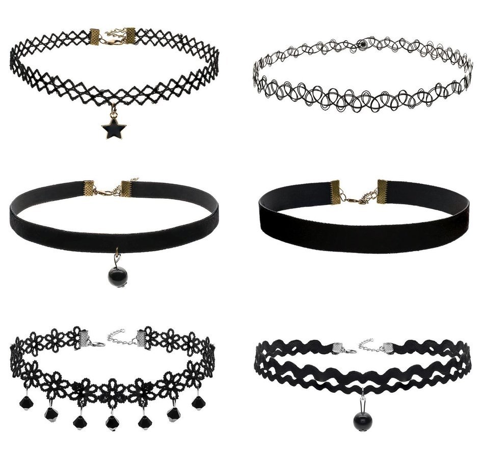 CrazyPiercing 6 Pcs Set Choker Necklaces for Women Girls Black Velvet Tattoo Choker Collar Lace Gothic Vintage... N3