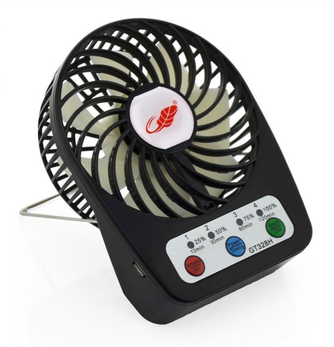 Mini Table Fan, Findway 4 Speeds Portable Handheld Rechargeable Desktop Fan with Timing Setting Fuction (Black) N3
