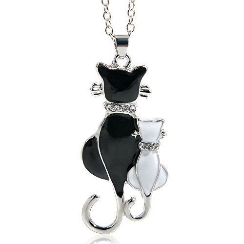 New Design White Black Cats Pendant Chain Necklace Best Gift for Family ...