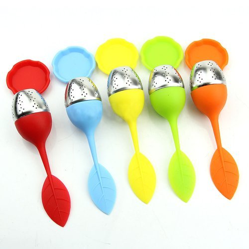 Foto4easy 5 Piece Silicone Stainless Steel Leaf Tea Strainer Teaspoon Infuser Spice Filter N2
