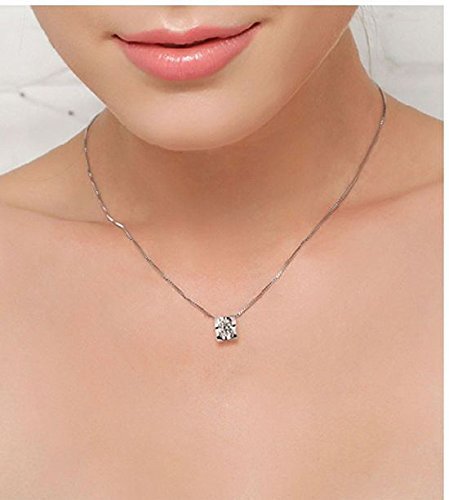 925 Sterling Silver Plated Women Crystal Charm Jewelry Necklace Heart Pendant N4