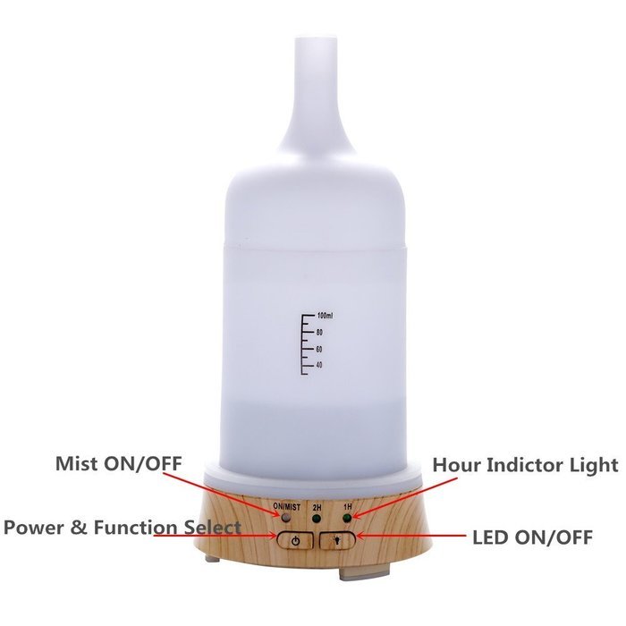 3E Home 30-2300 Cool Mist Humidifier Ultrasonic Essential Oil Diffuser (Blue glass cover) N9