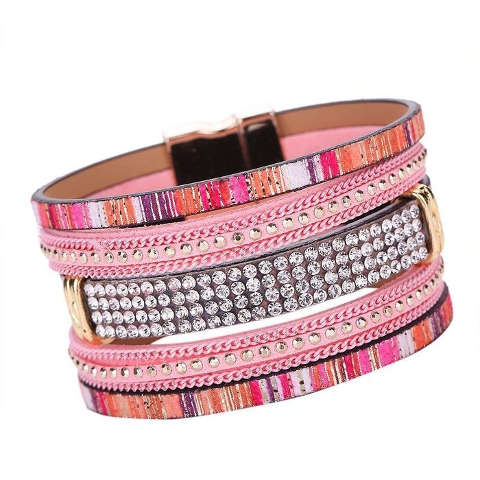 AutumnFall&reg; Women Bohemian Bracelet Woven Braided Handmade Wrap Cuff Magnetic Clasp (Gold) N8