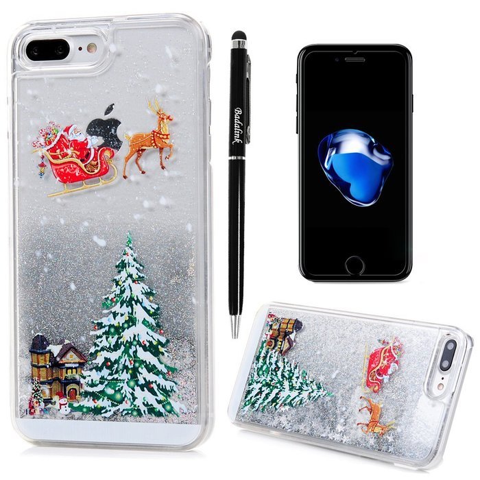 Badalink iPhone 7 Plus Case (5.5") Christmas Tree Liquid Case Clear Hard PC Case Bling Shiny Glitter Liquid Flowing... N11