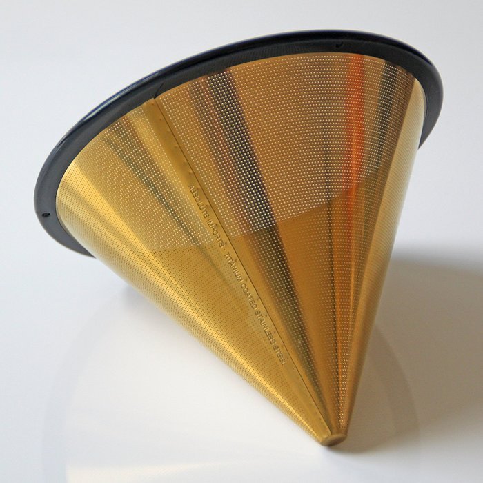 Titanium Gold Coated Coffee Pour Over Cone Filter/Dripper for Chemex, Hario, Bodum, Carafes, and More by ABSOLUTE... N2