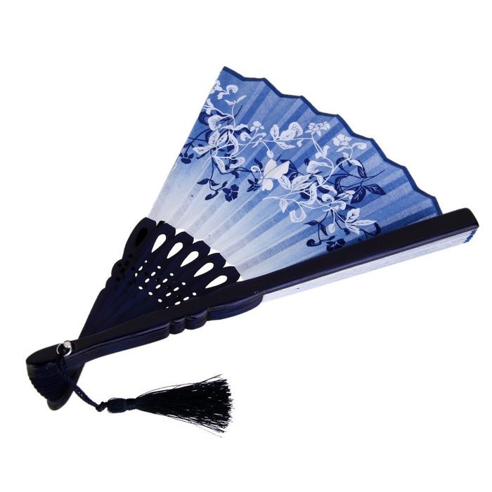 Vintage Flax Leaf Butterfly Bamboo Hand Fan Lady's Fan Pocket Fan - Purple N38