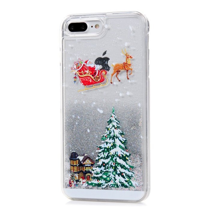 Badalink iPhone 7 Plus Case (5.5") Christmas Tree Liquid Case Clear Hard PC Case Bling Shiny Glitter Liquid Flowing... N12