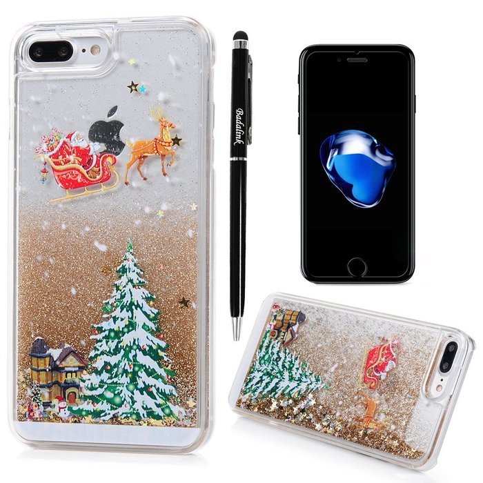 Badalink iPhone 7 Plus Case (5.5") Christmas Tree Liquid Case Clear Hard PC Case Bling Shiny Glitter Liquid Flowing... N14