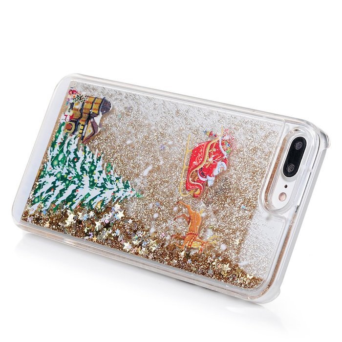 Badalink iPhone 7 Plus Case (5.5") Christmas Tree Liquid Case Clear Hard PC Case Bling Shiny Glitter Liquid Flowing... N15