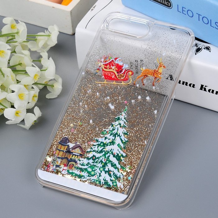 Badalink iPhone 7 Plus Case (5.5") Christmas Tree Liquid Case Clear Hard PC Case Bling Shiny Glitter Liquid Flowing... N17