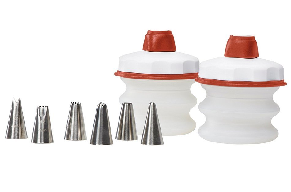 OXO Good Grips Baker's 8-Piece Silicone Decorating Bottle Kit, Clear/Red N4