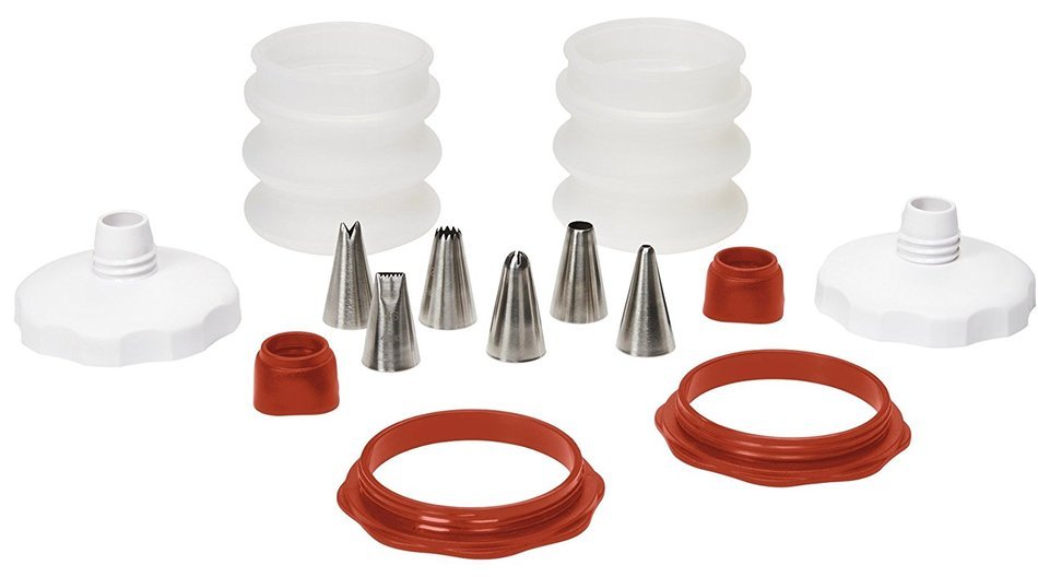 OXO Good Grips Baker's 8-Piece Silicone Decorating Bottle Kit, Clear/Red N5