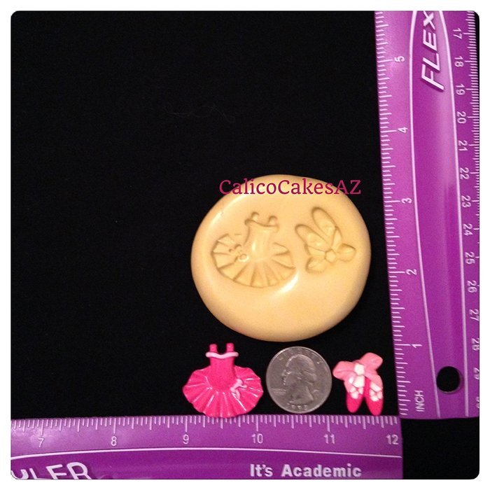 Ballet TuTu and Slipper Fondant Mold Set Chocolate Candy Gumpaste Soap Resin Clay