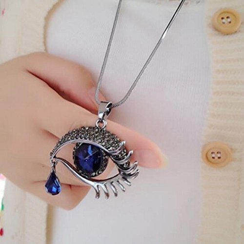 1 PC Eye Crystal Teardrop Necklace Sweater Chain Wild Christmas Gift Jewelry