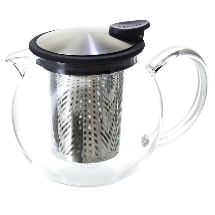 FORLIFE Glass Teapot with Basket Infuser, 25 oz., Turquoise N2