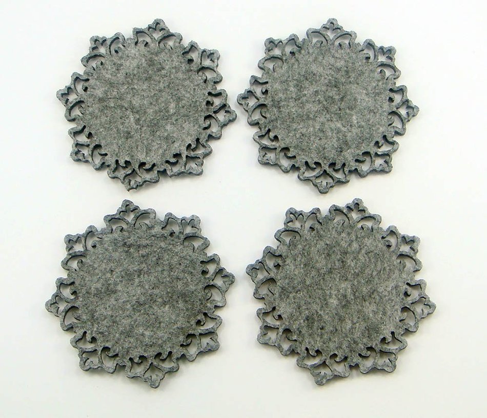 Set of 4 High Quality Felt Coasters Perfect Kitchen Decoration Gray Felt
