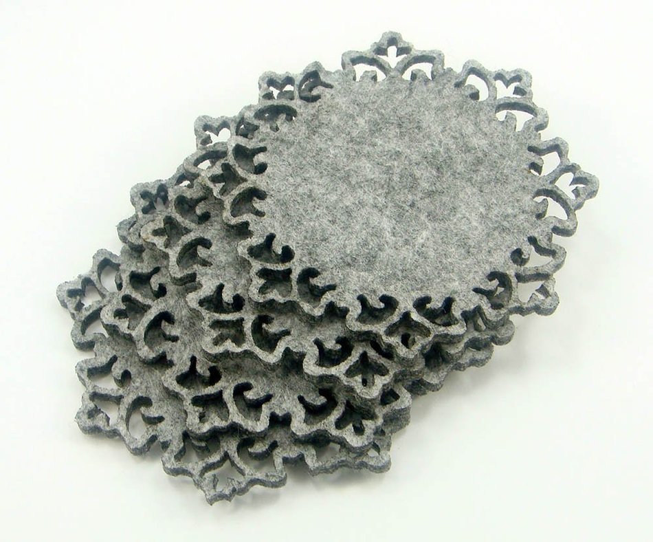 Set of 4 High Quality Felt Coasters Perfect Kitchen Decoration Gray Felt N2