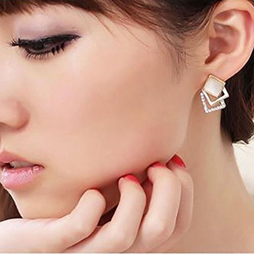 New Fashion Ear Stud Hollow Crystal Jewelry Gold Plated Earrings 1 Pair Women N6