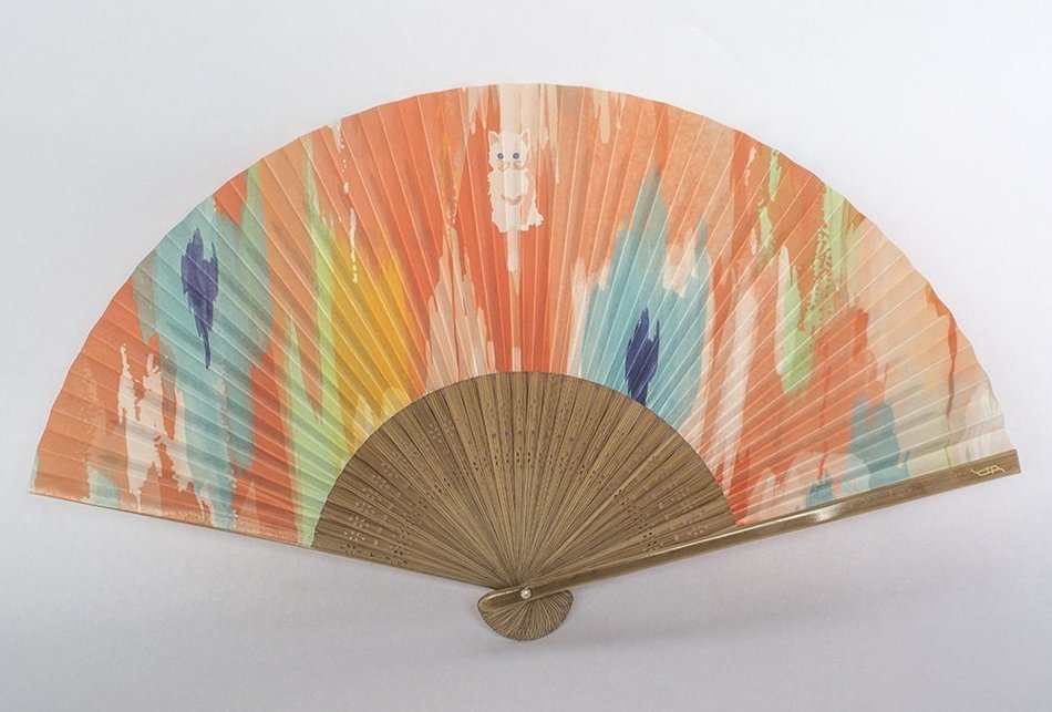 Fine & Folded Folding Hand Fan - iKat & Kitten - with fabric carrying case N4
