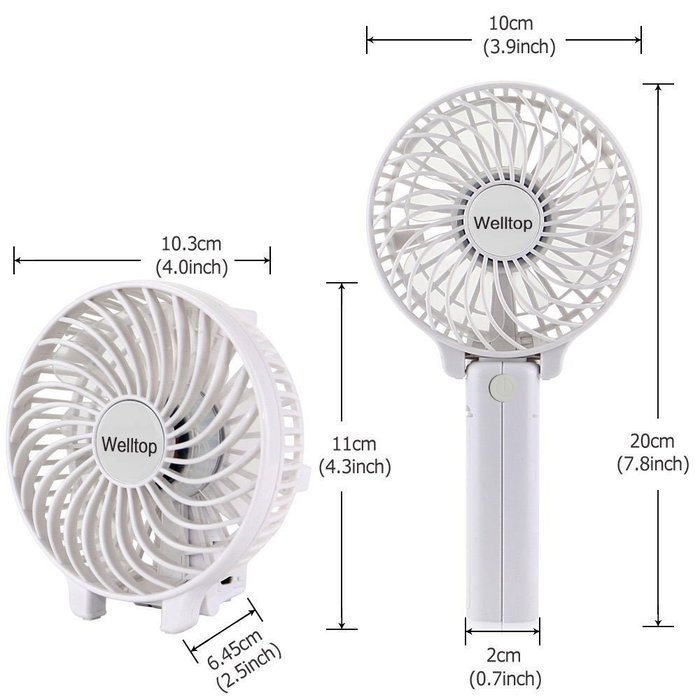 Welltop&reg; Rechargeable Fans Handheld Mini Fan Battery Operated Electric Personal Fans with Foldable Fans Hand Bar... N14