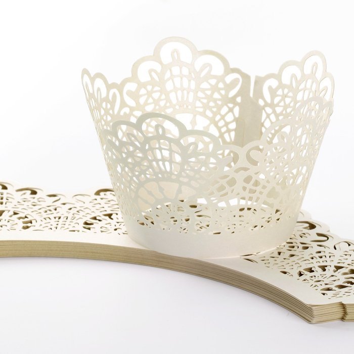 24 Laser Cut Cupcake Wrappers Wraps Cases Cake Muffin Hard Card Decoration Cup