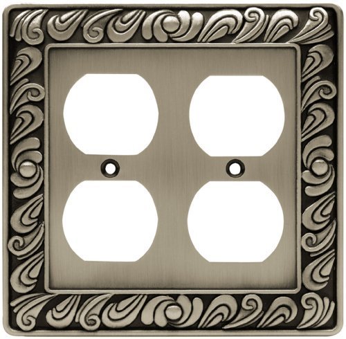 Franklin Brass 64196 Paisley Double Duplex Outlet Wall Plate / Switch Plate / Cover, Brushed Satin Pewter by Franklin...