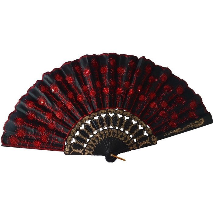 Weixinbuy Chinese Retro Folding Hand Held Fabric Fan Embroidered Peacock Party Decor N3