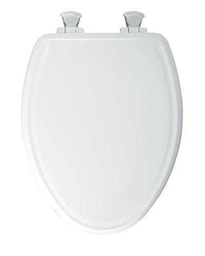 Mayfair 148E2 000 Slow-Close Molded Wood Toilet Seat with Lift-Off Hinges, Elongated, White by Mayfair