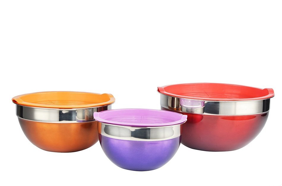 6 Piece Stainless Steel Mixing Bowl Set Color: Red/Orange/Purple
