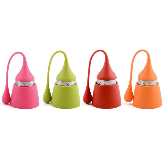The Friendly Swede Silicone Tea Infuser, Set of 4 Strainers - Drip Tray included (Mix) N2