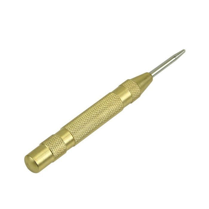 TOOGOO(R) Brass Yellow Automatic Center Punch Spring Loaded Chrome Rivet Screw Auto Mark Hole Length 127mm N3