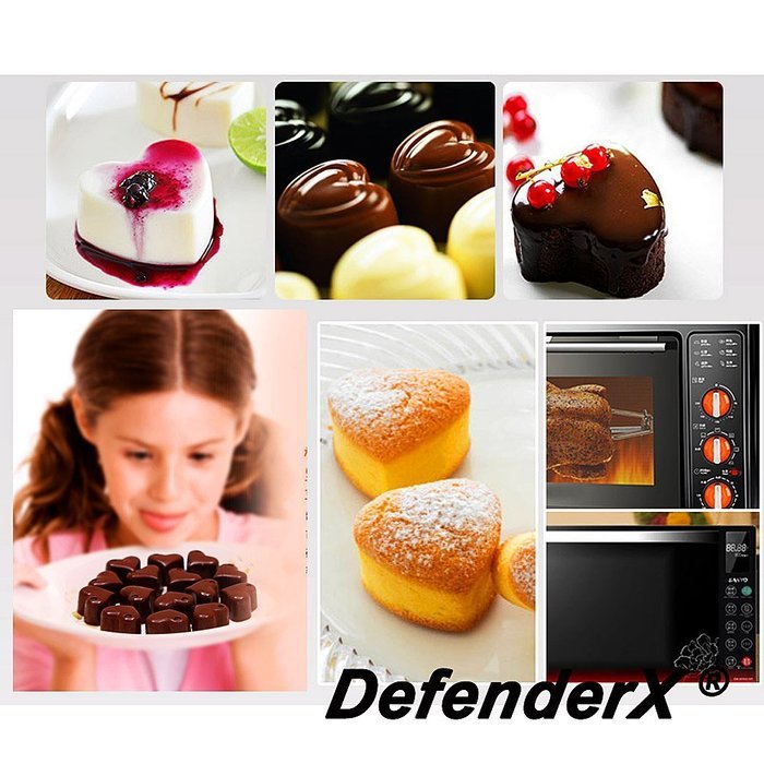 Silicone Chocolate Molds Candy Mold - DefenderX Ice Cube DIY Baking Trays Heart Shaped Jelly Pan 10-Cavity (Heart... N3