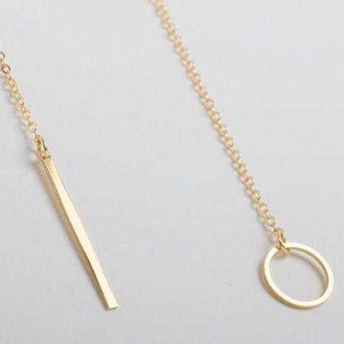 Urban Anthropologie Gold Plate Circle Bar Simple Chain Pendant N3