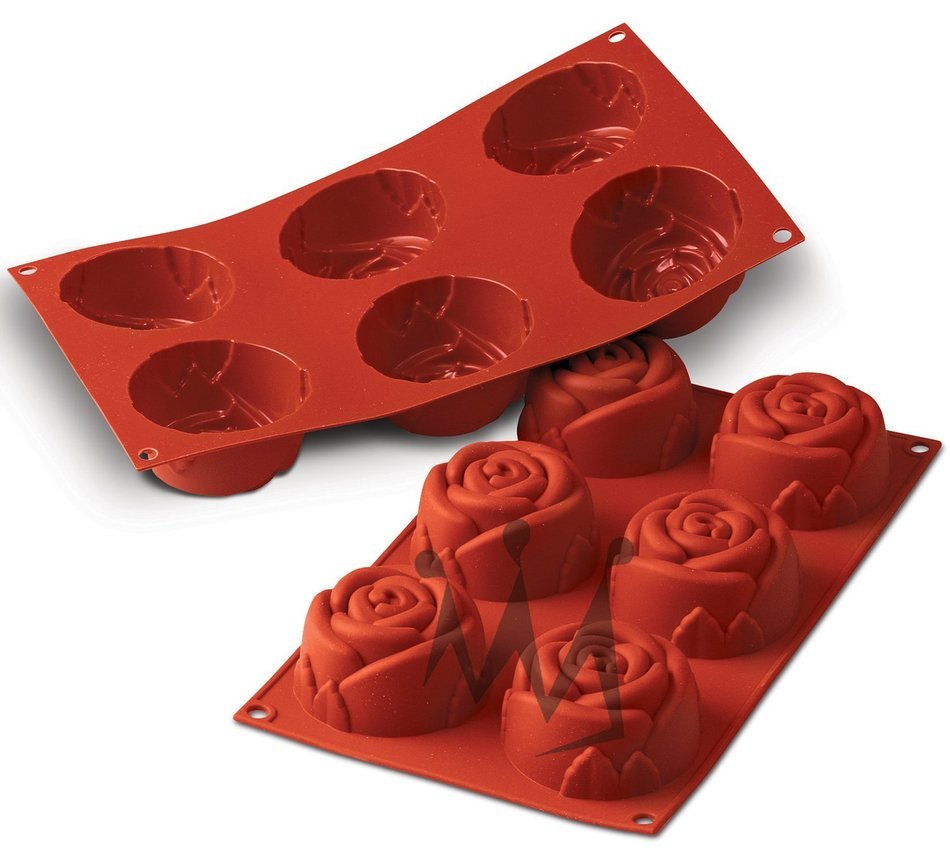 Silikomart Professional Silicone Rose Mold, 6 Cavities (1 Each)