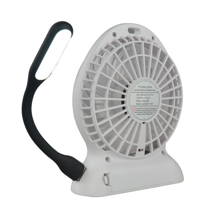 Baaaq Mini USB 3 Speeds Rechargeable Portable Table Fan with Emergency Power Bank, Black N24