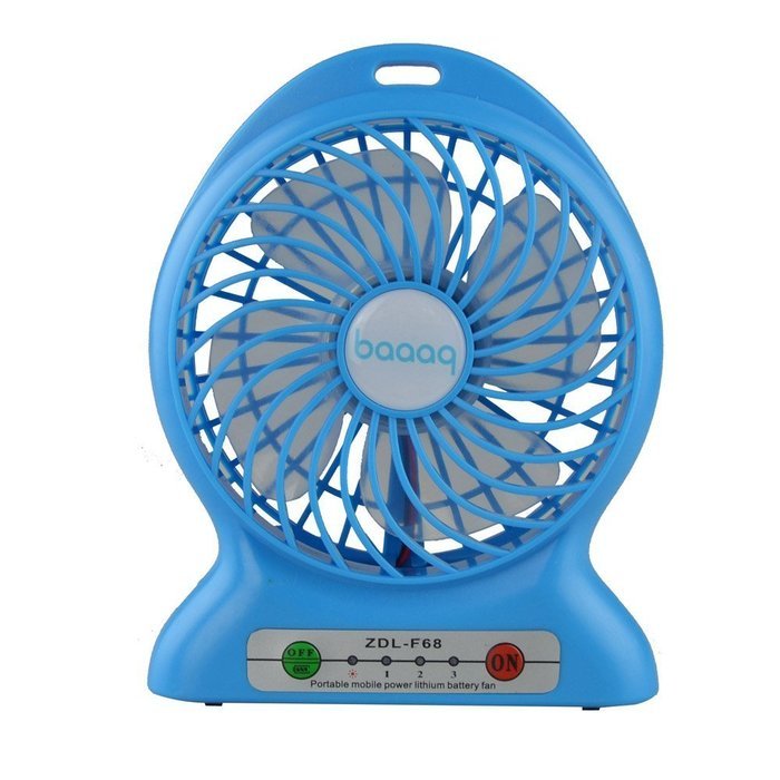 Baaaq Mini USB 3 Speeds Rechargeable Portable Table Fan with Emergency Power Bank, Black N26