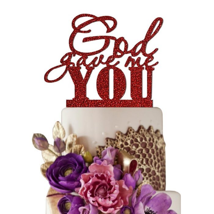 Sugar Yeti Made In USA Wedding Cake Topper God Gave Me You #22 Gold Mirror N3