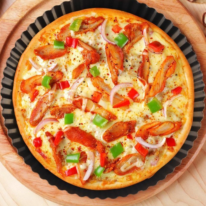 Yilove Pizza Pan, Heavy Carbon Steel Round Pan, Durable, Non-stick, 8 inch N3