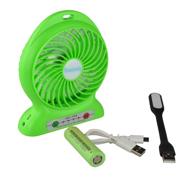 Baaaq Mini USB 3 Speeds Rechargeable Portable Table Fan with Emergency Power Bank, Black N30